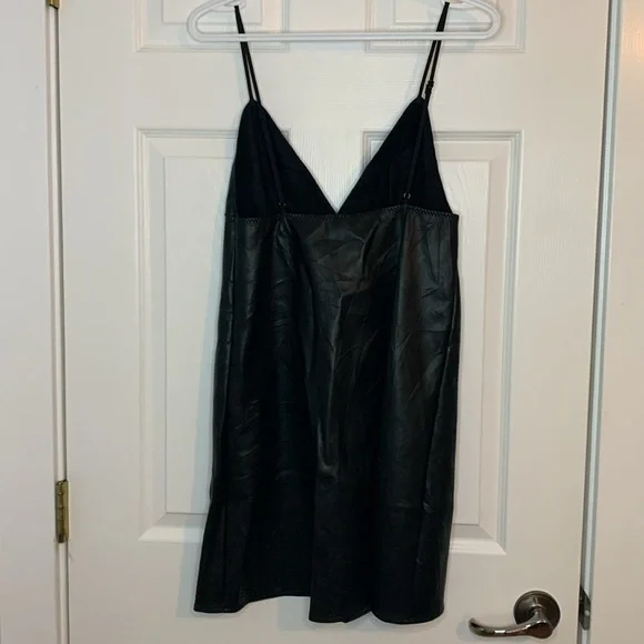 Victoria’s Secret Sexy Black Faux Leather Lingerie Slip Dress Size Medium - Picture 4 of 10